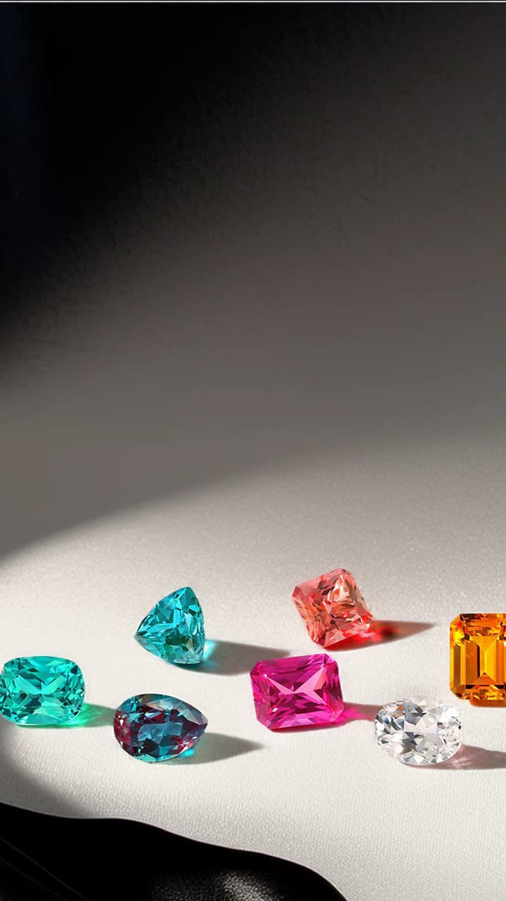 Cushion-cut semi-precious gemstone on dark silk